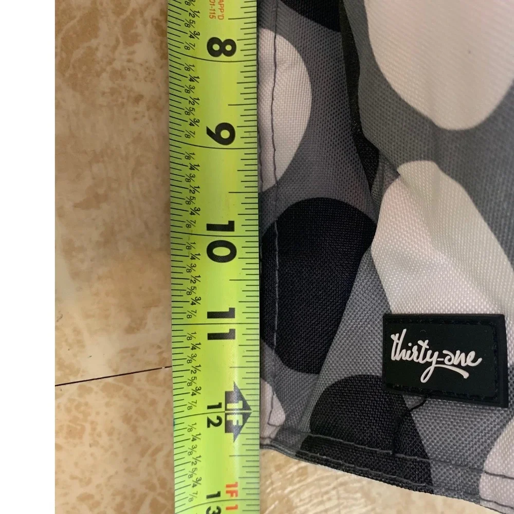 Thirty-One Thermal Tote Bag OS Gray White Black Polka Dot Insulated Crossbody